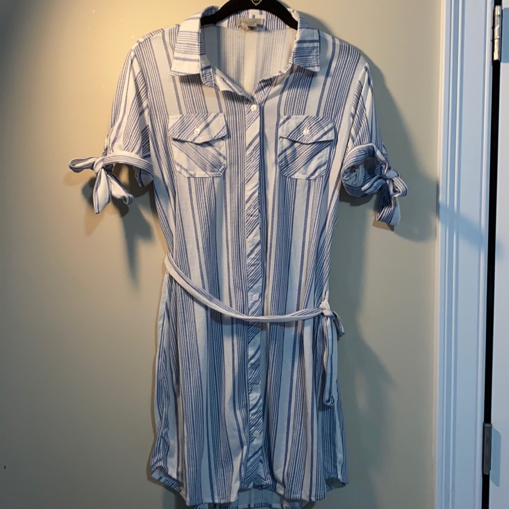 Passport Stripe Mini Dress with ties